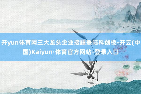 开yun体育网三大龙头企业接踵登陆科创板-开云(中国)Kaiyun·体育官方网站-登录入口